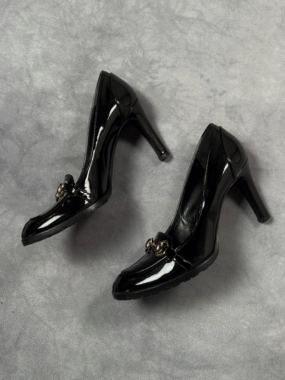 RARE GUCCI Horsebit Black Patent Leather Luxury Y2K Heel Loafer Pumps RRP1800$+ - Picture 3 of 12